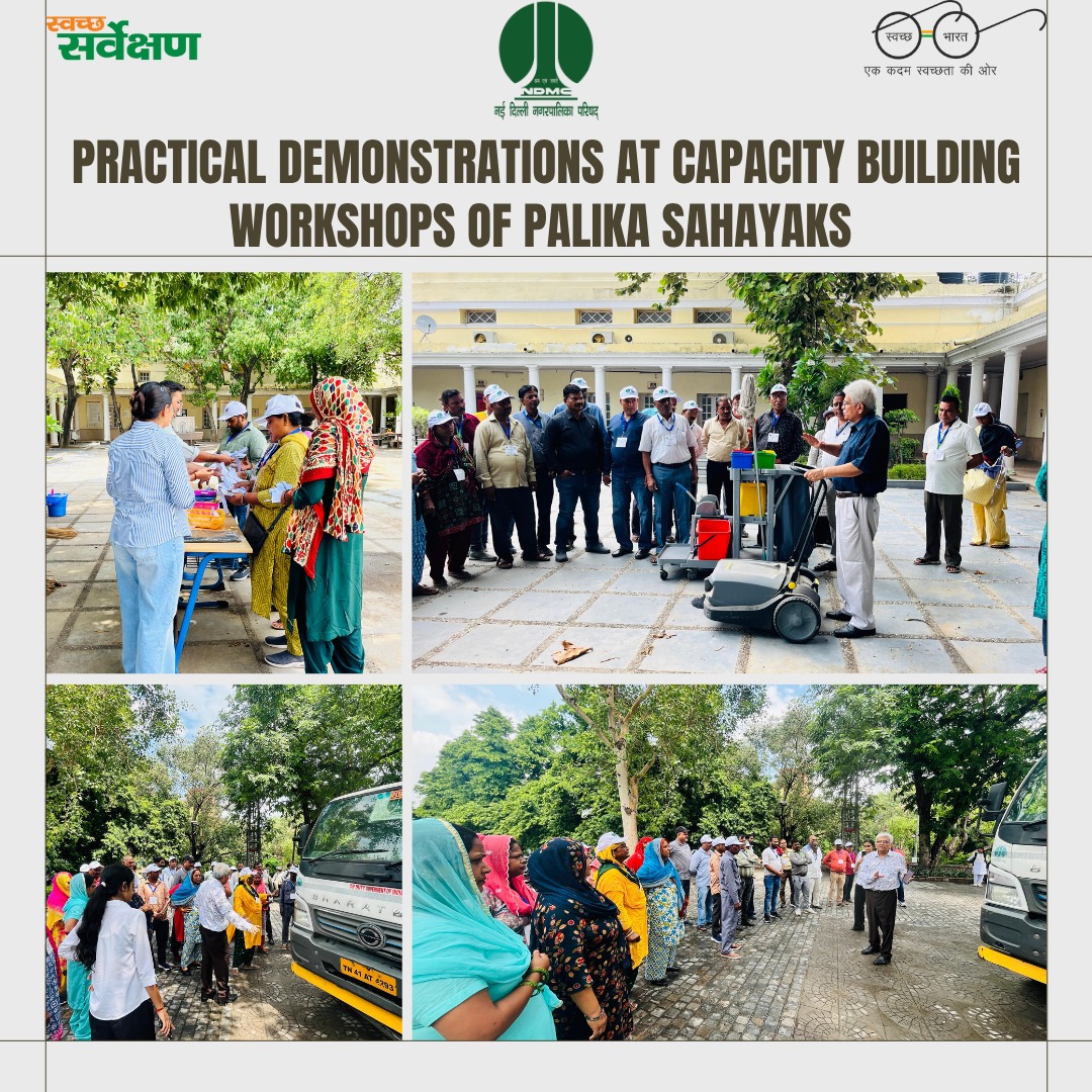 tweetndmc's tweet image. #NDMC Training Dept. is holding Capacity Building Workshops for Palika Sahayaks with #AIILSG 👥📚
🧹 Focus: Sanitation, Waste Mgmt &amp;amp; Public Hygiene
🔁 Interactive demos &amp;amp; sessions
💪 Empowering ground force with skills &amp;amp; awareness!

#UrbanSanitation #SwachhBharat 🏙️✨