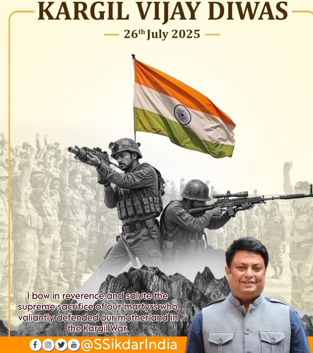 On this Kargil Vijay Diwas, we salute the indomitable courage and unwavering sacrifice of our heroes who defended the motherland with their lives.

#KargilVijayDivas #KargilHeroes #kargildiwas #kargilwar #kargilwar1999 #kargil #VijayDiwas