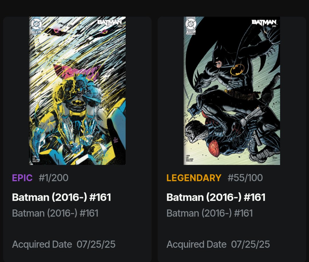 RedxCarbon's tweet image. Sweet mints opening packs off @CandyDigital tonight

Mint #1 of the Epic 1:25 @Clay_Mann_ Variant and the Double Nickel Legendary 1:50 @skroce01 Variant 

@DCOfficial @DC3Collectibles #DC3 #Batman @futureverse