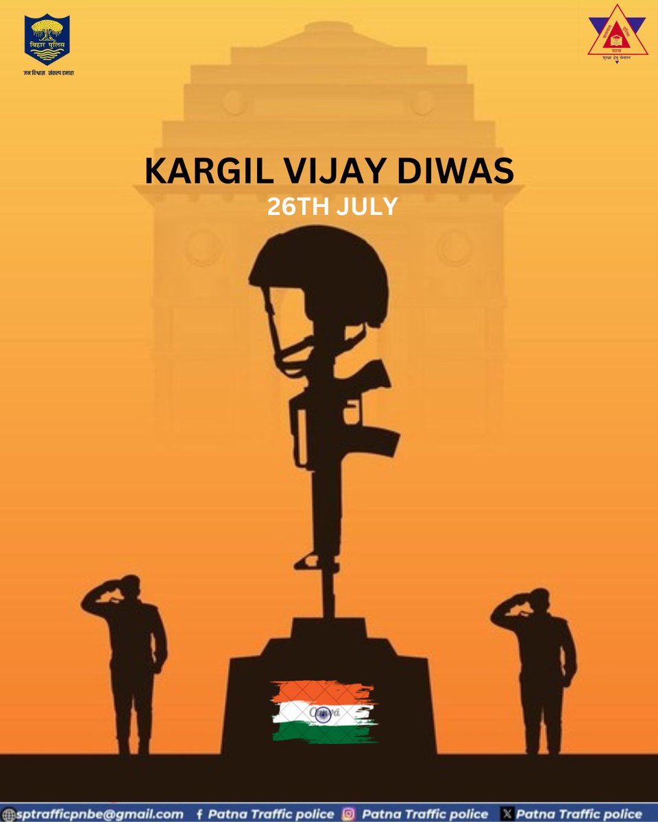 Patna Traffic Police (@patna_traffic) on Twitter photo On Kargil victory day, salute to the brave sons of mother India and heartfelt tribute to the immortal martyrs of Kargil war... #kargilvijaydiwas
<a href="/bihar_police/">Bihar Police</a>
<a href="/PatnaPolice24x7/">Patna Police</a> On Kargil victory day, salute to the brave sons of mother India and heartfelt tribute to the immortal martyrs of Kargil war... #kargilvijaydiwas
<a href="/bihar_police/">Bihar Police</a>
<a href="/PatnaPolice24x7/">Patna Police</a>