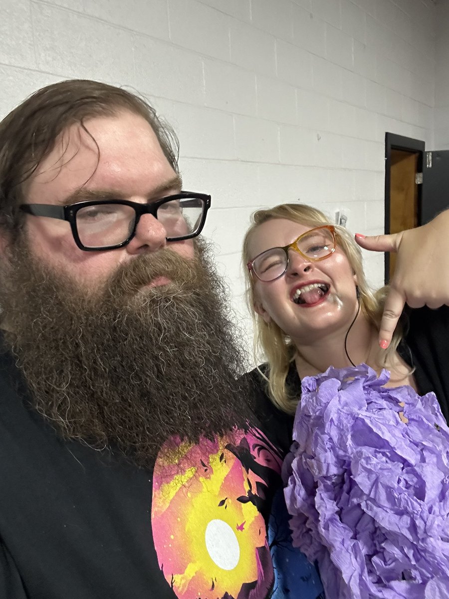 TeamLouie's tweet image. It was @HighVoltageKat’s birthday this @stlanarchy and I played a game where we had to unravel streamers and this is my consolation prize for Kat seeing the other guy first.