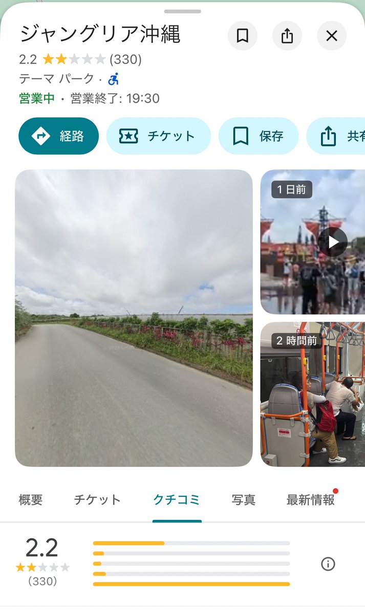 yukipyo77's tweet image. ジャングリア沖縄、もの凄い数の辛口レビューが中国語で書き込まれてる🥺