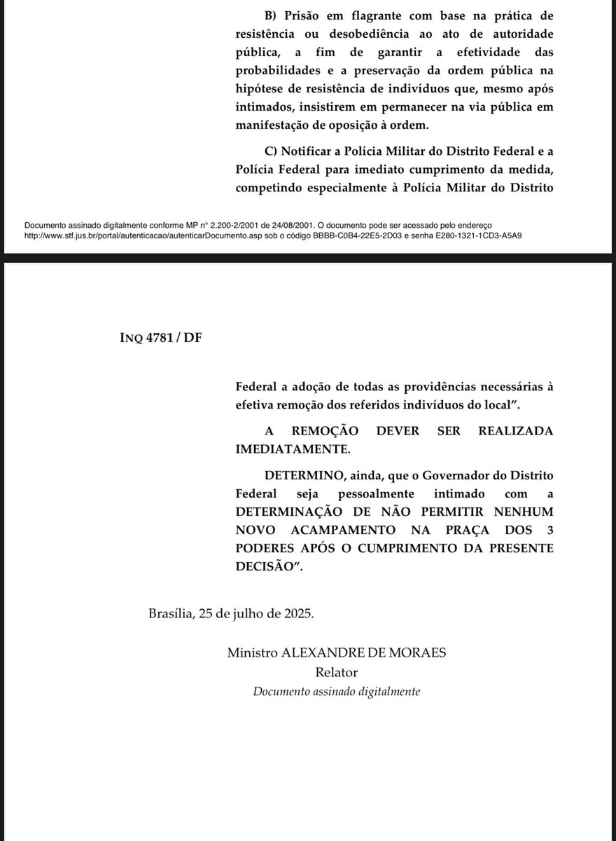 EronSchmid40637's tweet image. 🛑 BREAKING : O ministro Alexandre de Moraes mandou a Polícia Federal intimar o governador Ibaneis Rocha para que retire imediatamente os deputados acampados em frente ao STF.‼️®️
