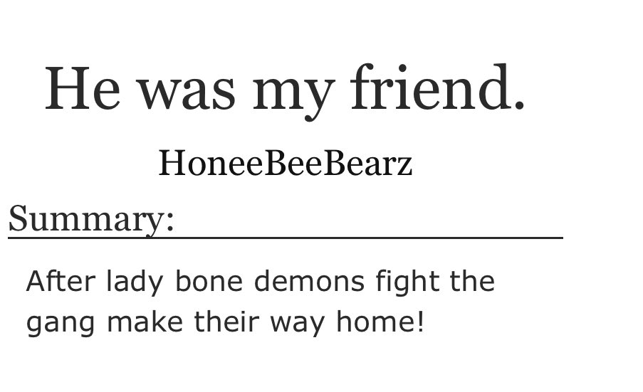 LMK_FanficRecs's tweet image. Fic of the day(278): He was my friend. By HoneeBeeBearz on Ao3
-Completed
-Teen+ rating
-Shadowpeach
The gang plus a few others all travel back home after beating LBD
Link: archiveofourown.org/works/46086700…
#shadowpeach #LEGOMonkieKid
