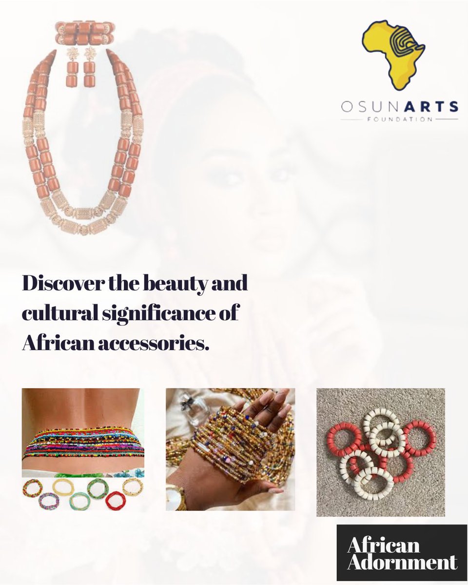 💫 Adornment &amp; Identity

Each piece carries meaning — marking age, status, tribe, and tradition. From royal regalia to ceremonial styles, these accessories are vibrant symbols of identity and pride.

✨ At Osun Arts Foundation, we celebrate the power behind every bead and braid.