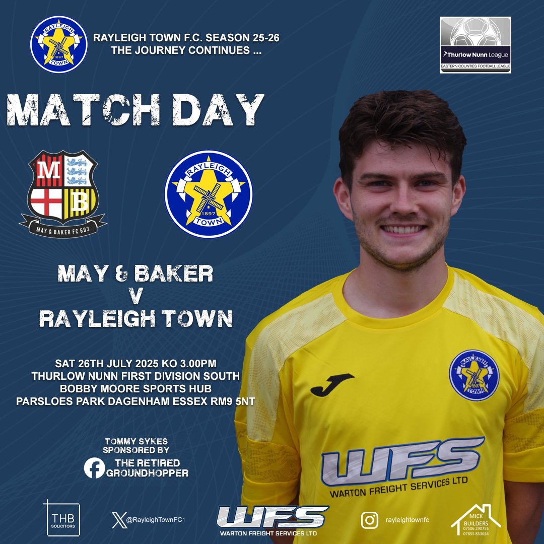 RayleighTownFC1's tweet image. 🟡⚫ M A T C H D A Y ⚫🟡
We open our 25/26 league campaign with a visit to May & Baker.
📍 Parsloes Park
🕒 3pm Kick Off
🎟️ Entry Prices Unconfirmed
Supporters are advised to attend early to allow for parking and entry registration on arrival.