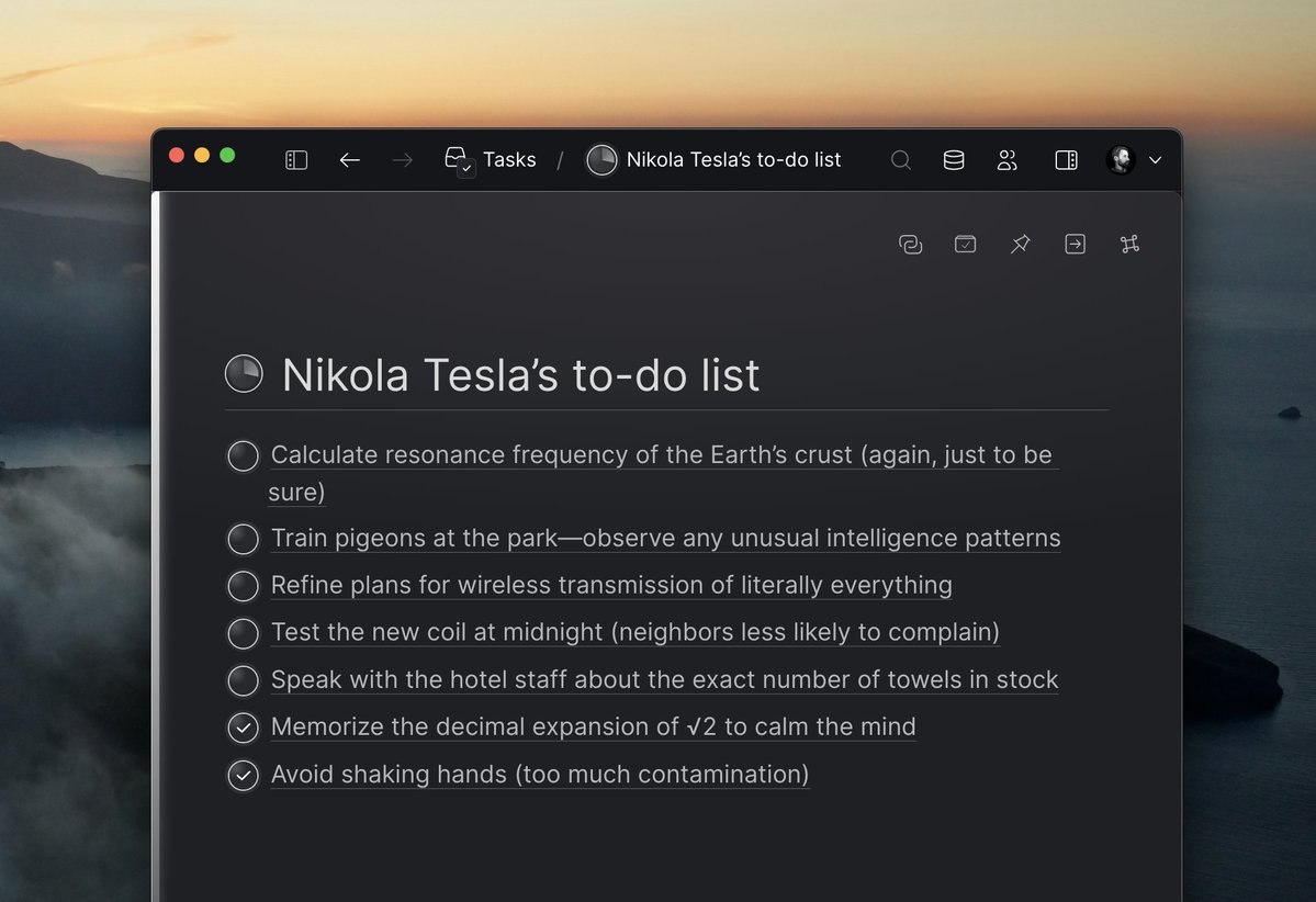 Nikola Tesla’s to-do list: