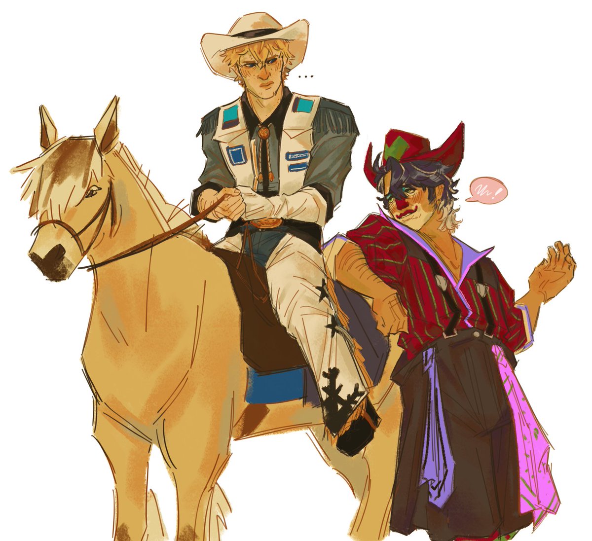 foolishmasks's tweet image. Rodeo clown #Sampo and cowboy #Gepard AU that I've had in concept for a bit... Kicks a rock w/ my hands in my pockets