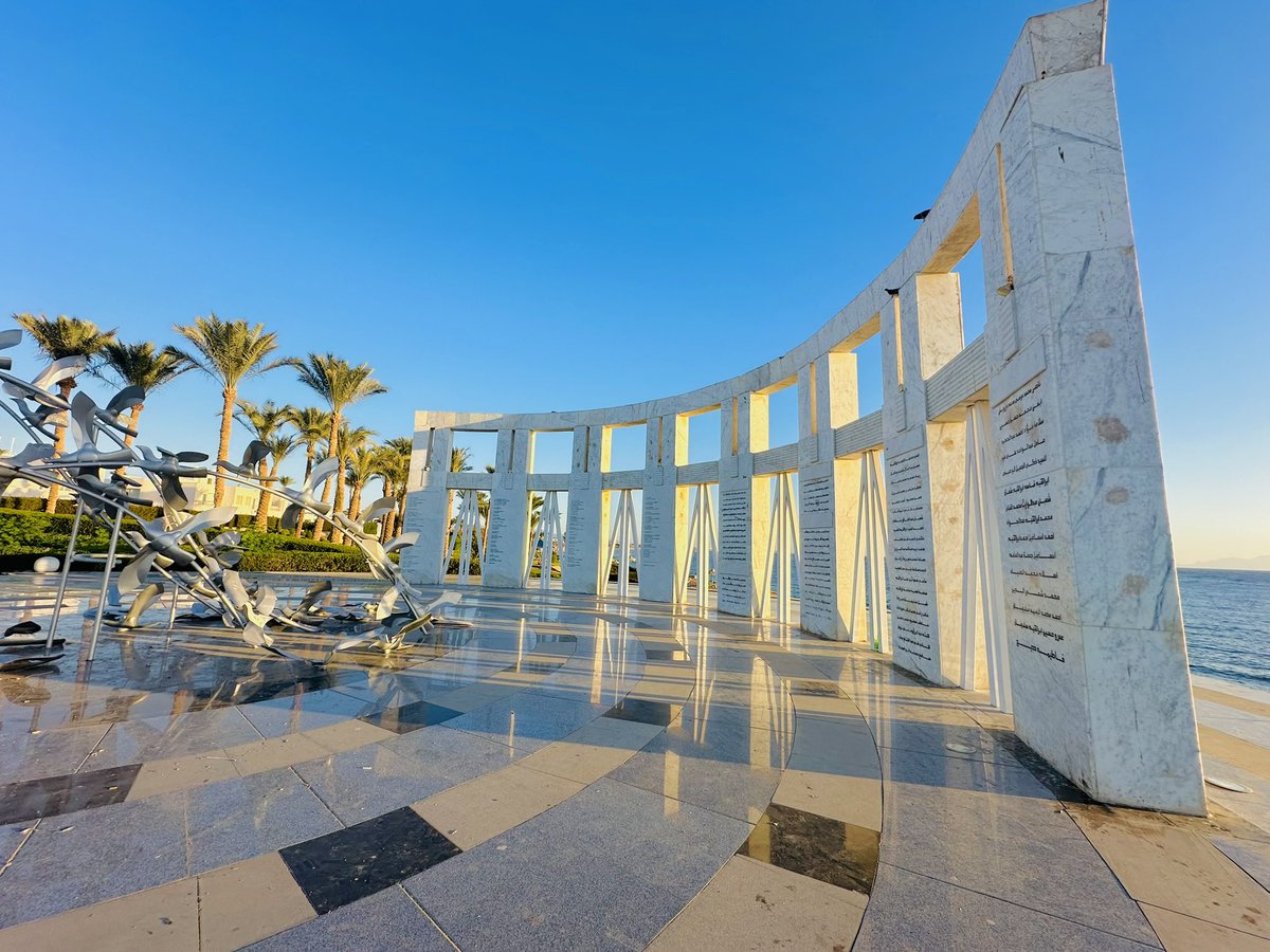 Caught the most gorgeous sunrise at El Fanar Memorial in Sharm El Sheikh.

Unfortunately the memorial is in honor of the victims who died in a French plane crash into the Red Sea in 2004 just after takeoff from the airport headed to Russia.