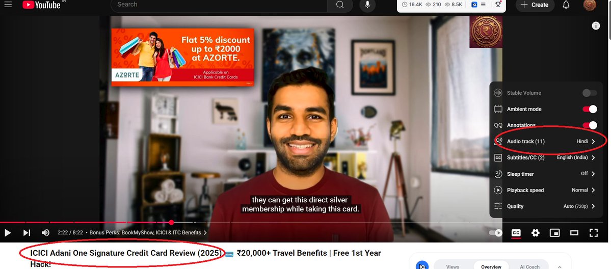 rawandrealfin's tweet image. 🚨 अब सुनो Raw and Real Finance Videos की बातें पूरी तरह HINDI में! 🇮🇳🎧
अब हमारे latest YouTube videos Hindi Audio में भी available है!
Link: youtu.be/CYZi53rEqLI
बस ये simple steps follow करो:
🎬 1️⃣ किसी भी वीडियो पर जाओ
⚙️ 2️⃣ Video के right side में Settings पर क्लिक करो…