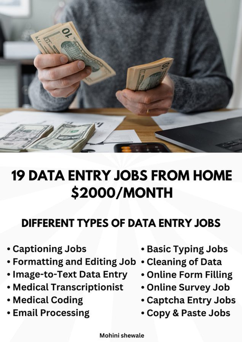 Tech_Shishir's tweet image. 💰 Earn $55–$199/hr with simple data entry jobs — no experience or upfront investment required!
✅ Perfect for beginners
✅ Work from home at your own pace
✅ No special skills needed
💬 Drop a “DM” in the comments & make sure to follow — I’ll send you a list of 50 legit…