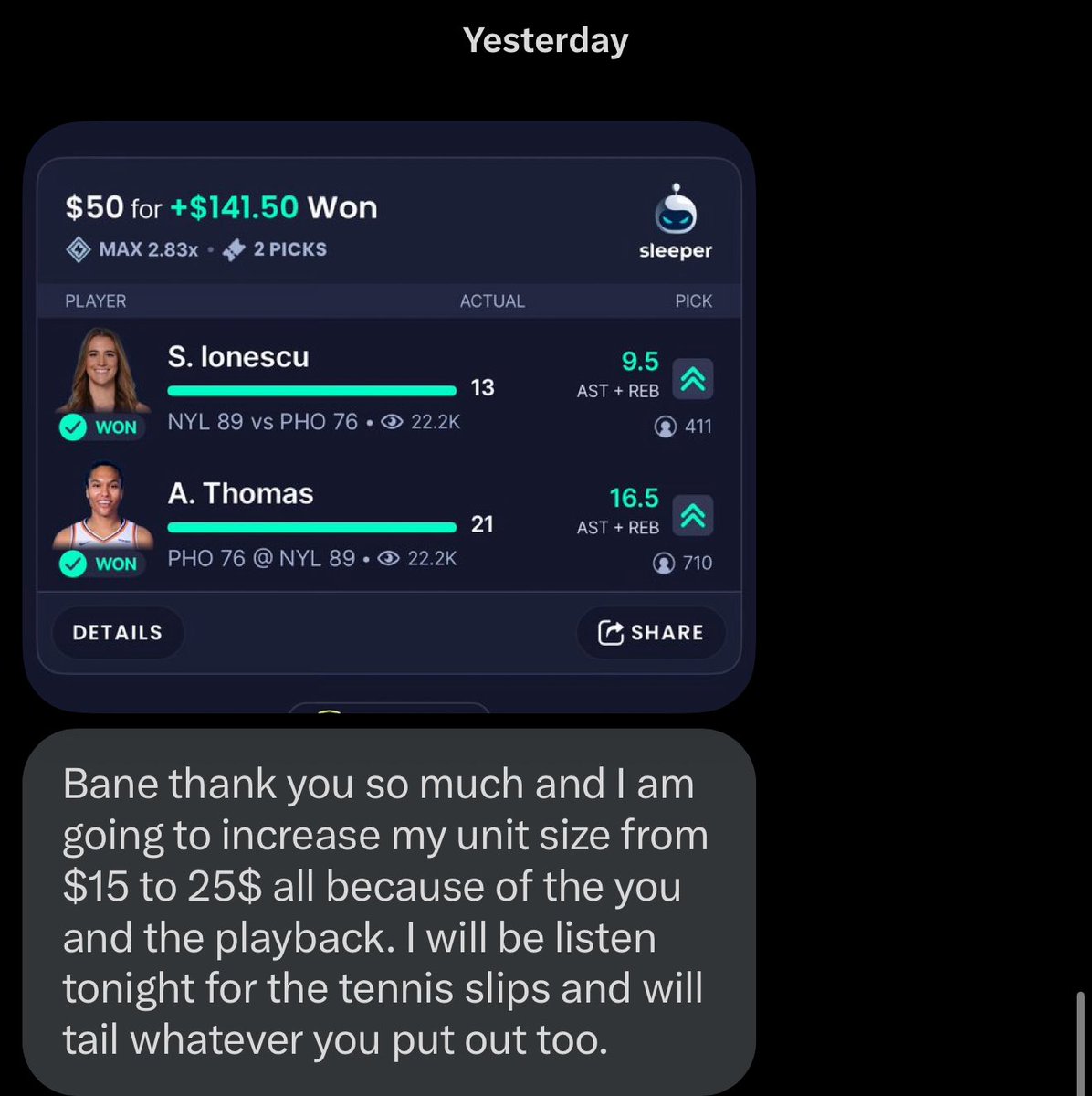 BaneSquad_'s tweet image. I gave 1 of my supporters a $50 protected play.
If he cash, he turns $50 into $140+
If he chalk, I reimburse him $50
Cash the fucking slip!! This is how you give back to your supporters n help them increase they unit size. Thank you for always supporting my tweets bruh 💯🌎