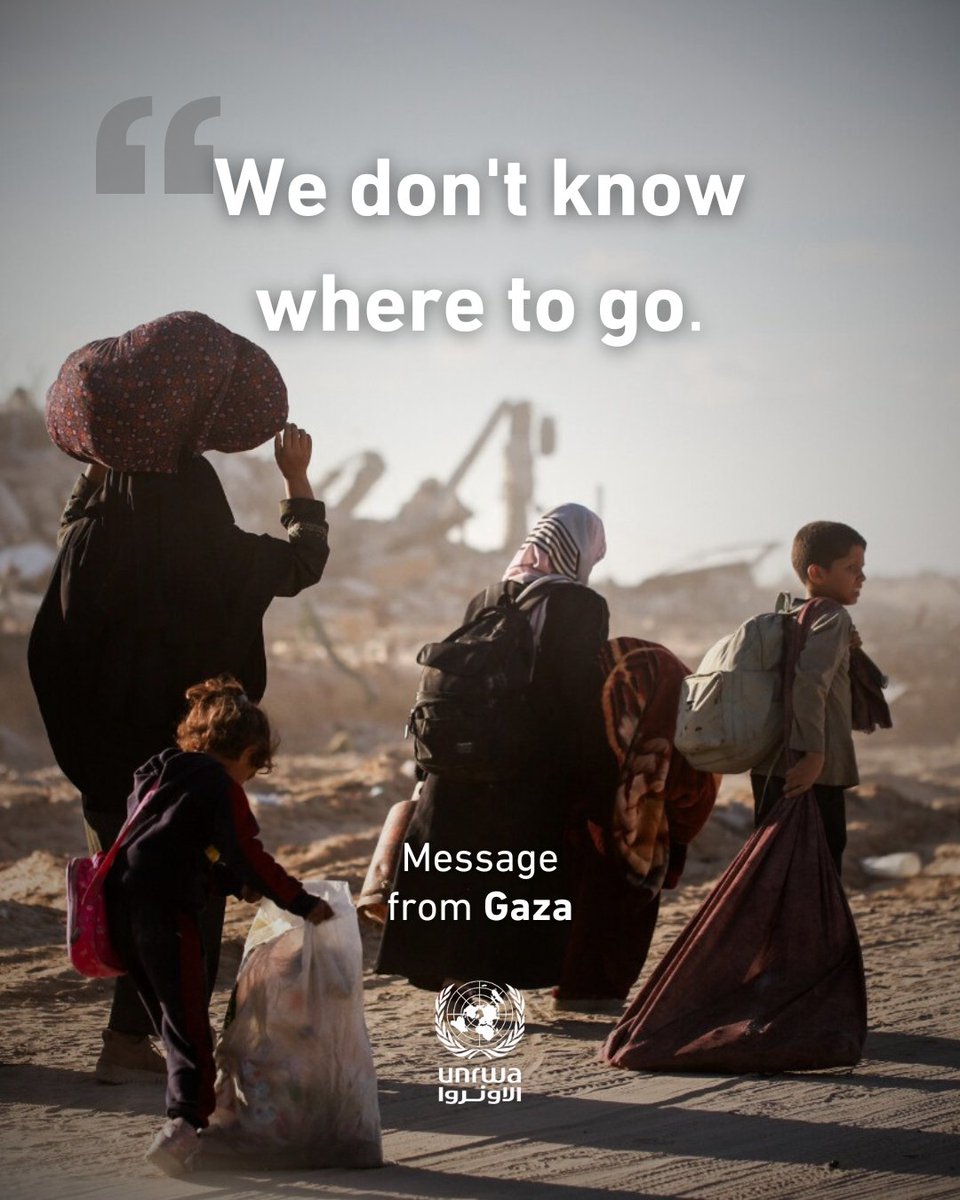 People are once again forced to be displaced in #Gaza by Israeli Authorities orders.

They have nowhere to go.

🚫 No one is safe in Gaza.

🚫 No place is safe in Gaza.

🚫 Not aid workers, not medical workers, not UN staff.

🚫 No one has been spared.

People have endured over
