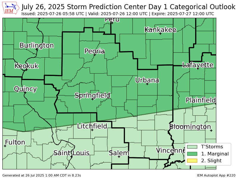 nilwxreports's tweet image. #SPC issues Day 1 Marginal Convective Risk at Jul 26, 5:58z for ILX spc.noaa.gov/products/outlo…