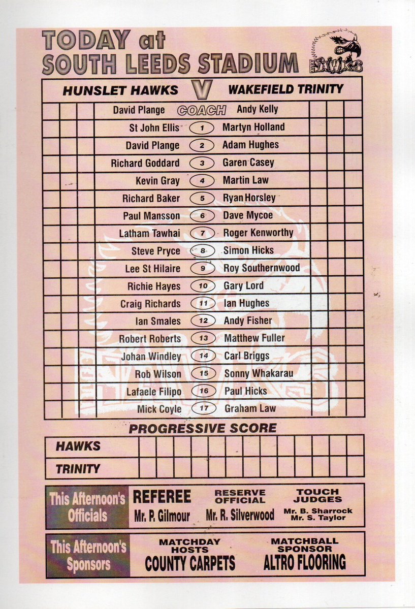 TrinityHeritage's tweet image. 📌 On This Day in History:
🗓️ 26th July 1998
🏉 Hunslet 12 Wakefield Trinity 20
🏆 League (T2)
👨👨👧👧 2,007 at South Leeds Stadium
Despite having Carl Briggs sent off after just nine minutes for tripping, Trinity beat Hunslet for the third time in 1998 … who had Richard Goddard…