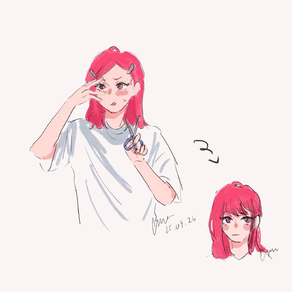 sakumike3931's tweet image. อยากลองเห็นน้องจิงตัดหน้าม้า😆