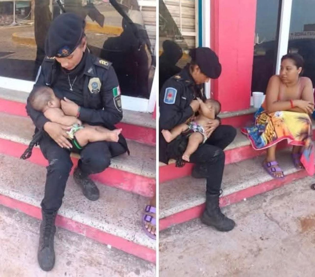 Arizbeth Ambrosio sorang polwan Kota Meksiko dinaikkan pangkatnya atas tindakan tanpa pamrihnya menyusui bayi yang kelaparan selama upaya bantuan di Acapulco pasca Badai Otis.
Bayi yang terpisah dari ibunya itu telah 48 jam tanpa asupan makanan..

Kemanusiaan ❤️