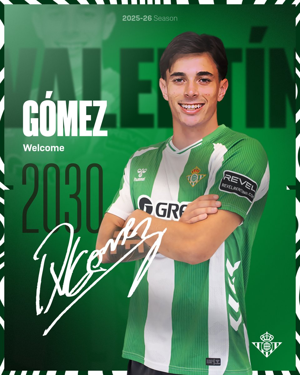 RealBetis_en's tweet photo. Valentín Gómez signs for Real Betis until 2030
Welcome, @valen_gomez7! 🇦🇷👋
➡️ https://t.co/z3gSaWby7H https://t.co/ZrFPFKQdqN