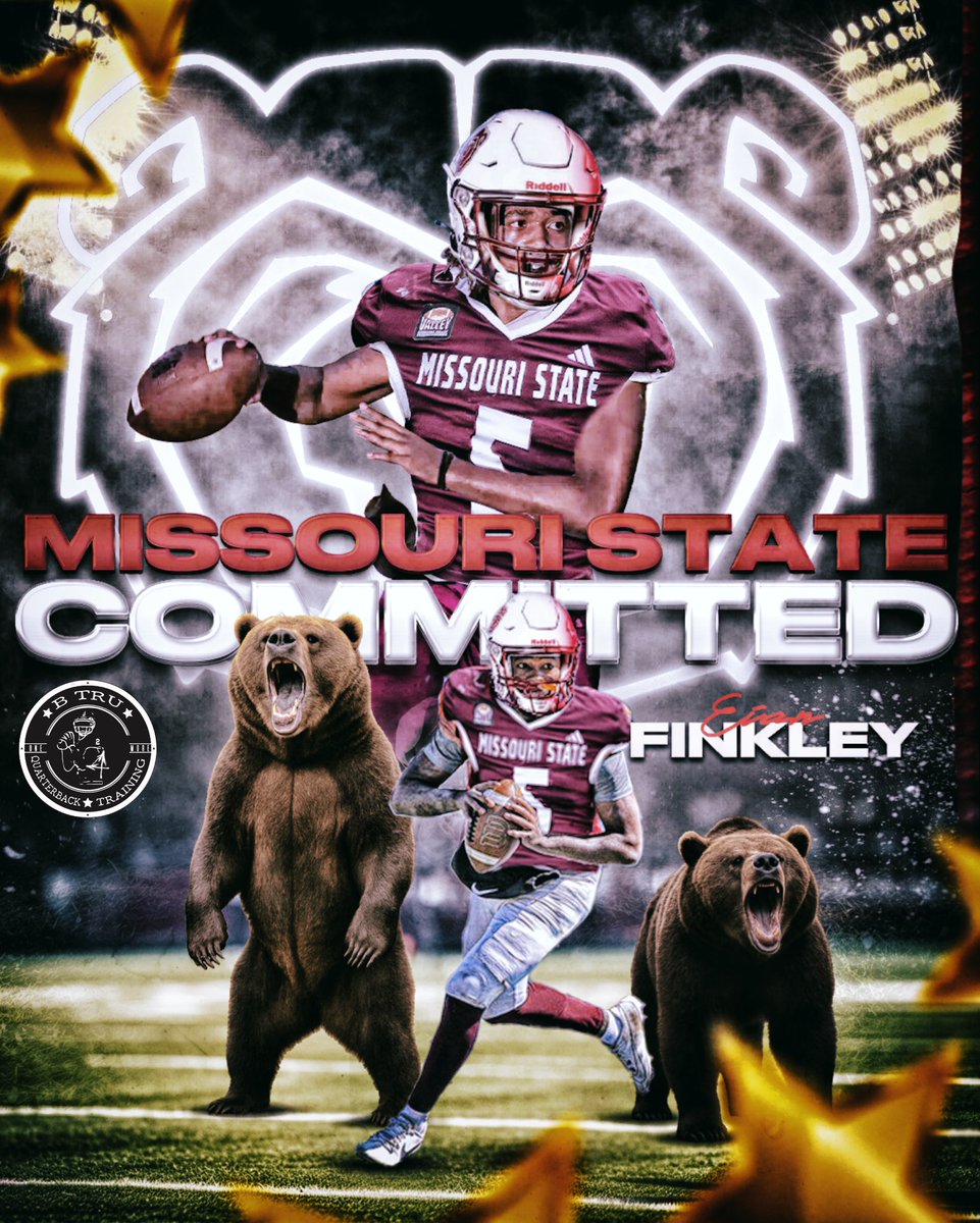 baylintrujillo's tweet image. 🚨QB TRAINEE COMMITMENT🚨
Former Carson-Newman QB @ZaierEian has COMMITTED to MISSOURI STATE‼️Appreciate my guy @NickPetrinoMSU & of course @CoachBPetrino for always taking care of my guys #GoBears 🐻
Eian, thank you for trusting me with your entire process from high school to…