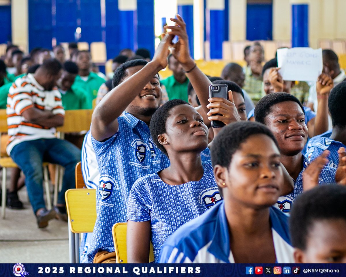 NSMQGhana's tweet image. ASHANTI:
End of Round 1
Mankranso SHS: 25pts
Kumasi Girls’ SHS: 19pts
Uthmaniya SHS: 14pts
#NSMQRegionals #NSMQ2025 #Primetime