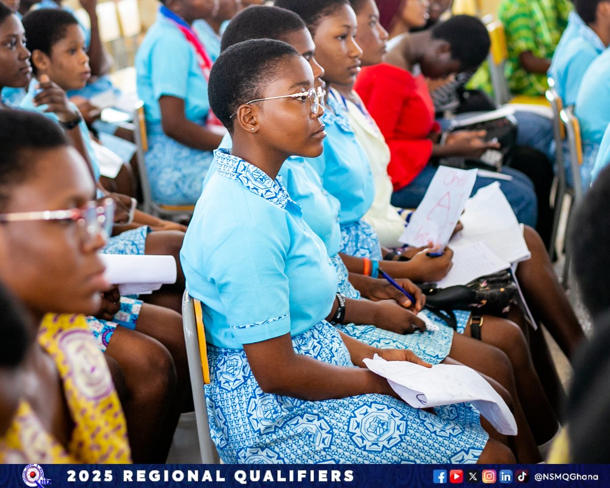 NSMQGhana's tweet image. ASHANTI:
End of Round 1
Mankranso SHS: 25pts
Kumasi Girls’ SHS: 19pts
Uthmaniya SHS: 14pts
#NSMQRegionals #NSMQ2025 #Primetime