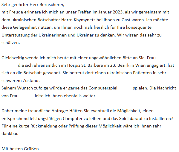 PCsfueralle's tweet image. eine Geschichte ohne Happy End
vor einer Woche hat sich die ukrainische Botschaft mit einer ungewöhnlichen Bitte an uns gewandt - ein PC für einen Sterbenden, der ein Computerspiel spielen möchte.
Sasa, Milos und Tymur haben den PC vorbereitet, Sasa hat das Spiel gekauft und…