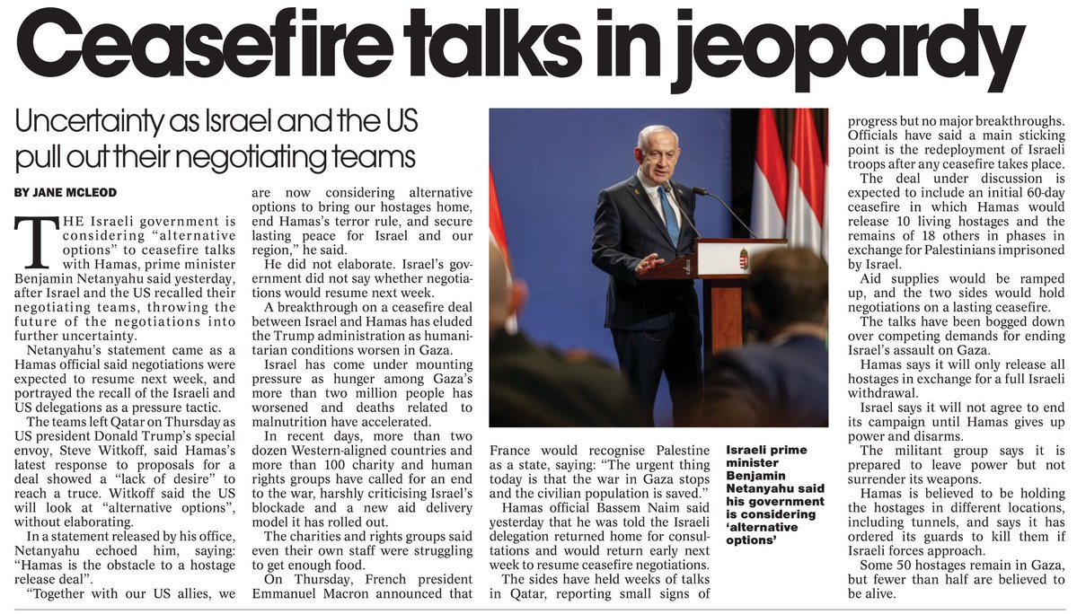 murchadhfinn's tweet image. US idea of ceasefire NEGOTIATIONS

- here’s the *deal, accept it or go home

*non negotiable 

Relying on US/Israel to uphold any agreement, after perfidy in every deal made, is not a healthy position to hold.