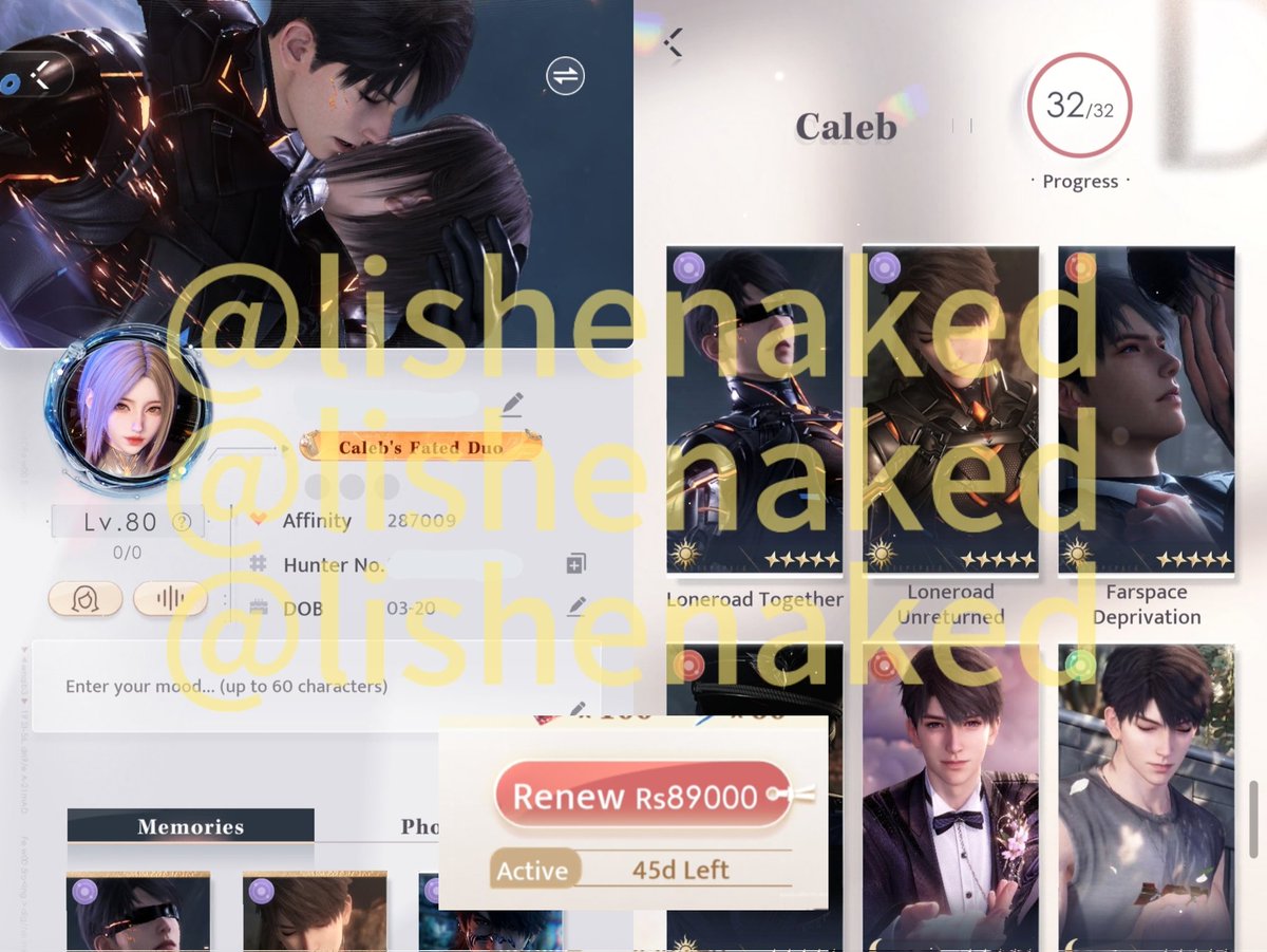 lishenaked's tweet image. WTS akun LADS Love and Deepspace.
CALEB FOCUSED
LV: 80 Server Asia
✅️ 26 SSR (7 limited)
✅️ 32/32 Caleb Cards
✅️ Myth X-02
✅️ 1,1k diamond
✅️ Aurum pass 45 days
✅️ Outfit Mechanical Mind
💵PRICE: IDR 700.000
#zonauang #warunglad #warunglads