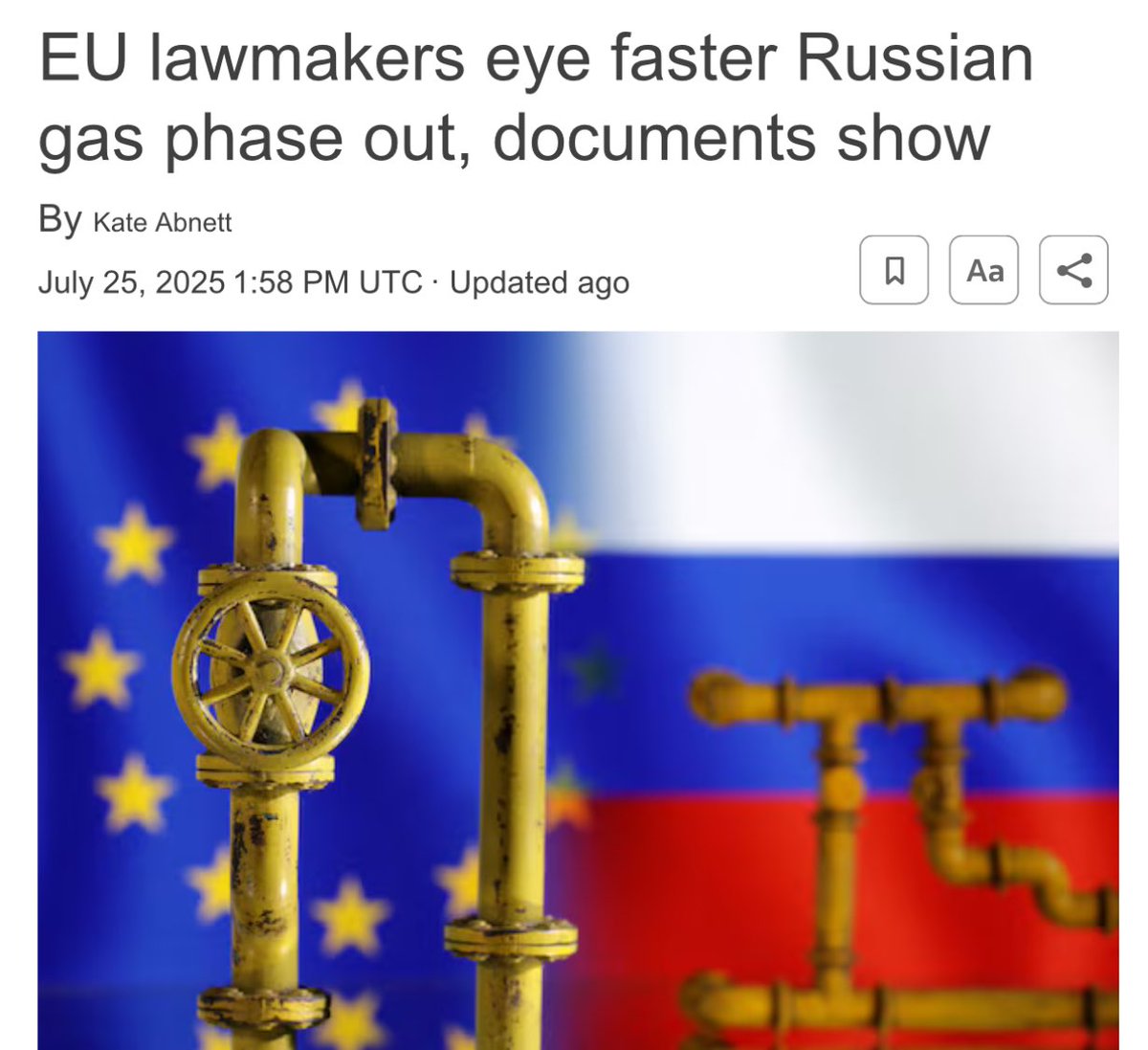 SavchenkoReview's tweet image. 🇪🇺 The European Parliament is considering proposals to speed up the EU's phase out Russian gas by one year, to January 2027, - Reuters
❗️Vaidere proposed a requirement for governments to impose penalties on companies that violate the ban, potentially including by revoking…