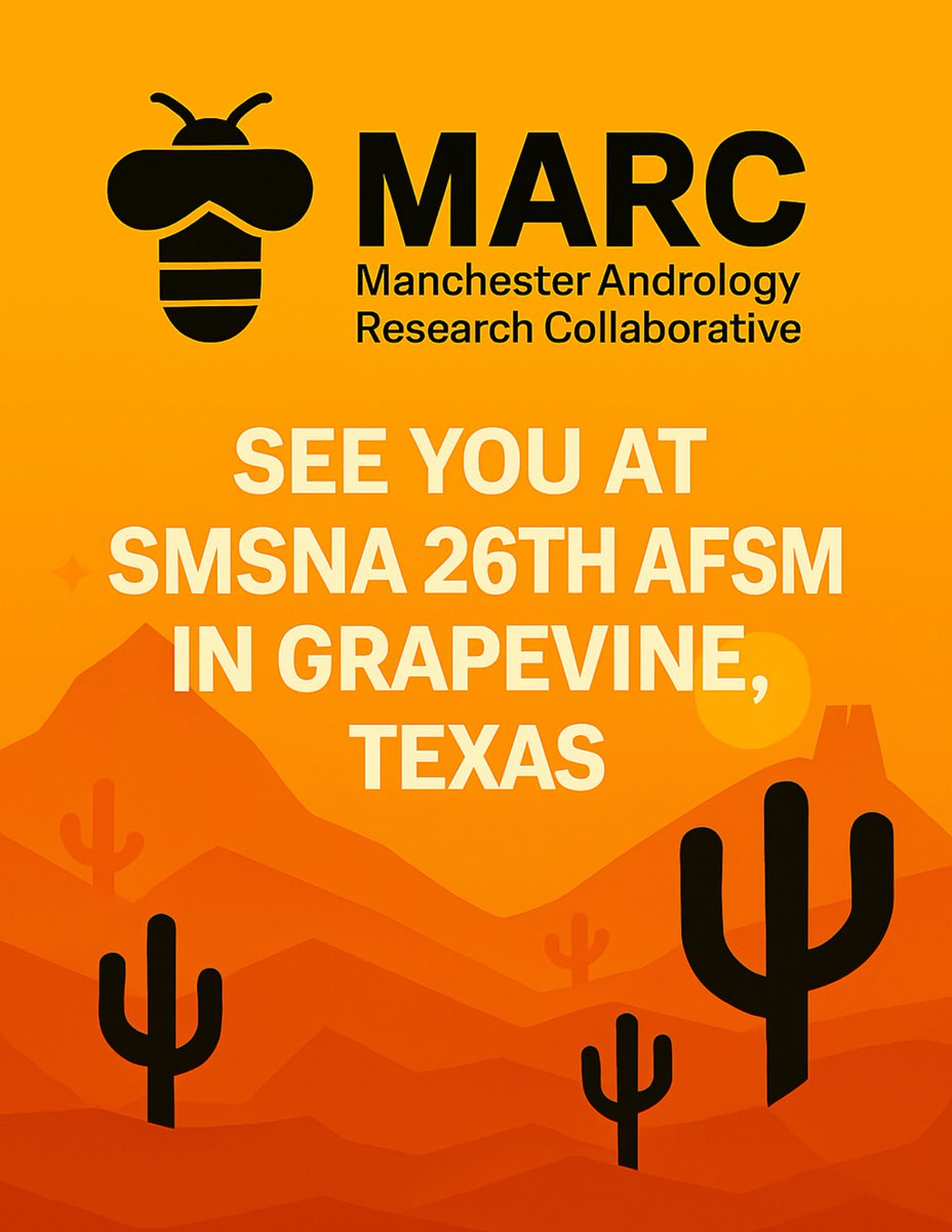Manchester Andrology Research Collaborative (@manchesterandro) on Twitter photo 🌵 Excited to attend SMSNA 26th Annual Fall Scientific Meeting in Grapevine, Texas!
🥳 Congratulations to all those presenting
💬 Honored to contribute to what promises to be a fantastic program
👋 Looking forward to reconnecting with familiar faces and meeting new colleagues 🌵 Excited to attend SMSNA 26th Annual Fall Scientific Meeting in Grapevine, Texas!
🥳 Congratulations to all those presenting
💬 Honored to contribute to what promises to be a fantastic program
👋 Looking forward to reconnecting with familiar faces and meeting new colleagues