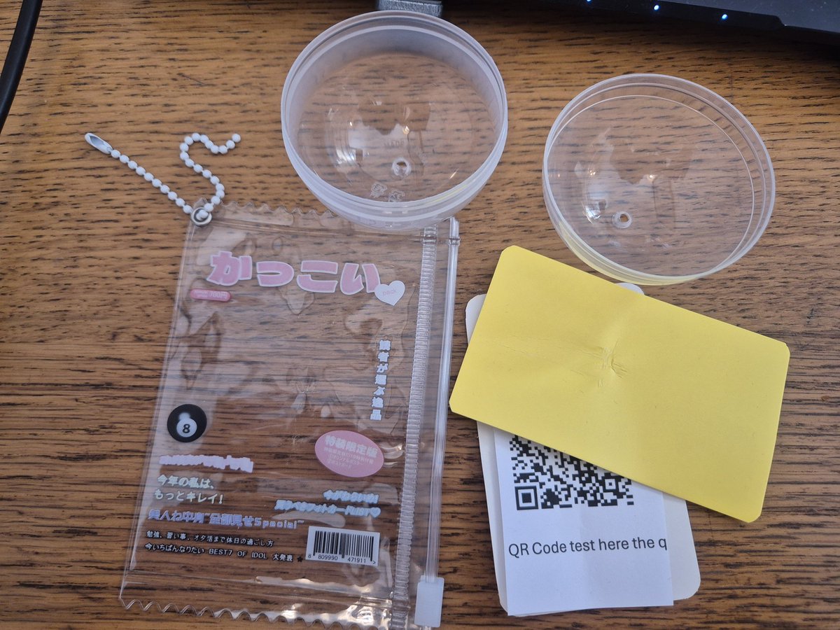 MeringueRouge's tweet image. I was thinking about making a real life gacha machine which could hold small paid itch.io games by creating download keys for the games. The yellow card would be a cover art.
However, even a 60mm capsule is too small for a card. I wonder if card gacha machines…