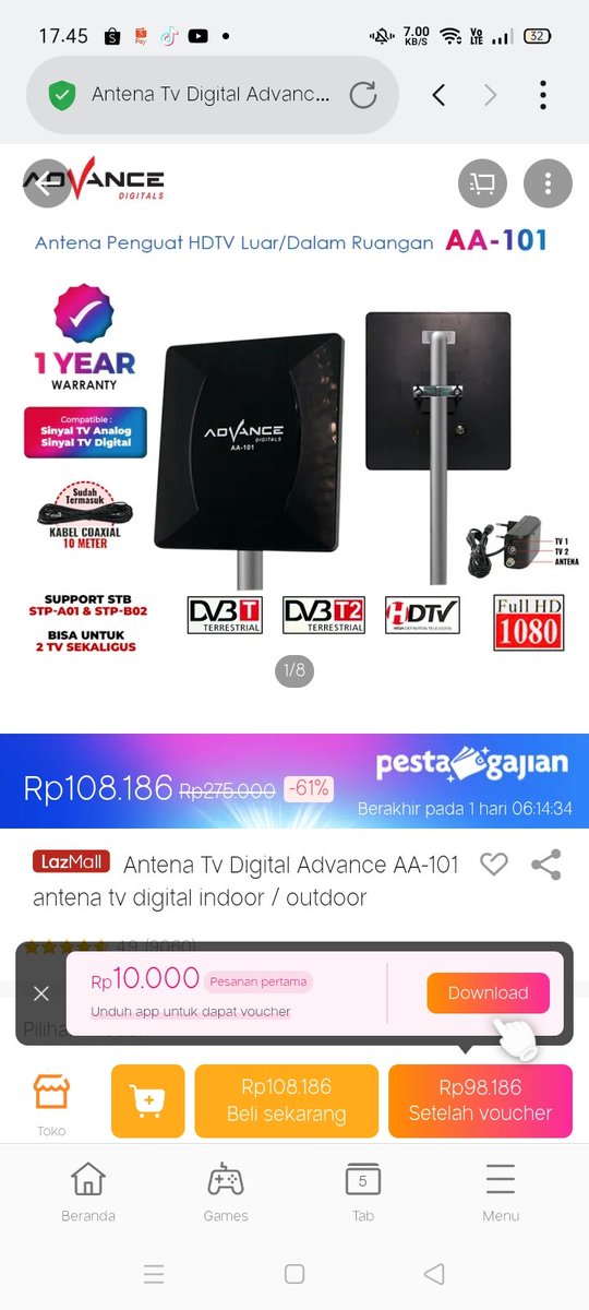 Ada Diskon Brand Favorit karena belanjanya di Lazada Pesta Gajian wwkwwkkwkw ya jelassss hemat lah buktinya gue liat barang2nya cuma segini harganya murah banget lazada.co.id/products/pdp-i…