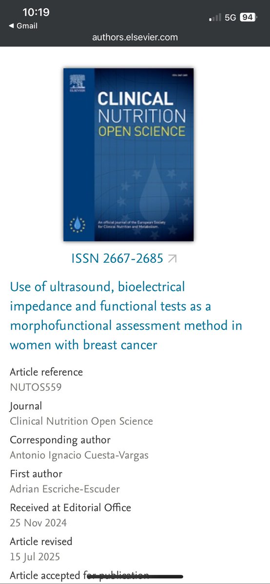 Pronto sale en Ciencia Abierta nuestro <a href="/CatedraFisUMA/">Cátedra Fisioterapia UMA</a> 
 trabajo de integración de ecografía y ángulo de fase en la valoración funcional de pacientes cáncer n=133, junto a los grupos @ibima de #DrAlba y <a href="/jgarciaalmeida/">JoseM Garcia Almeida</a>