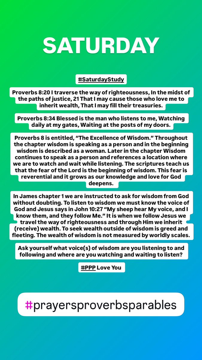 #SaturdayStudy #PrayersProverbsParables