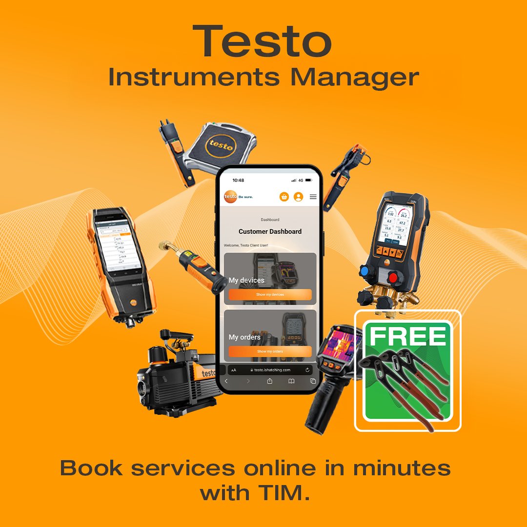 TestoLimited's tweet image. Service made simple ✅
Effortlessly manage your Testo instruments:
✅Same day collection available
✅Priority turnaround
🎁 FREE set of pump pliers when you book your first service via TIM! Whilst stock lasts, offer valid 16/07/2025 - 31/12/2025
Sign up: pulse.ly/sgot760cce