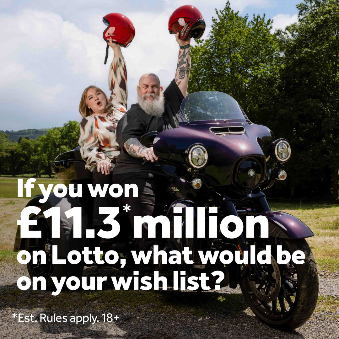 TNLUK's tweet image. Tonight’s £11.3* million Lotto jackpot MUST be won! 🤑
After John and Lucy’s £3.96 million Lotto jackpot win they had their eyes set on a new trike and a hot tub... What would be first on your wish list? 👀
*Est Rules apply. 18+
#NationalLottery #WillYouBeTheNextMillionaire