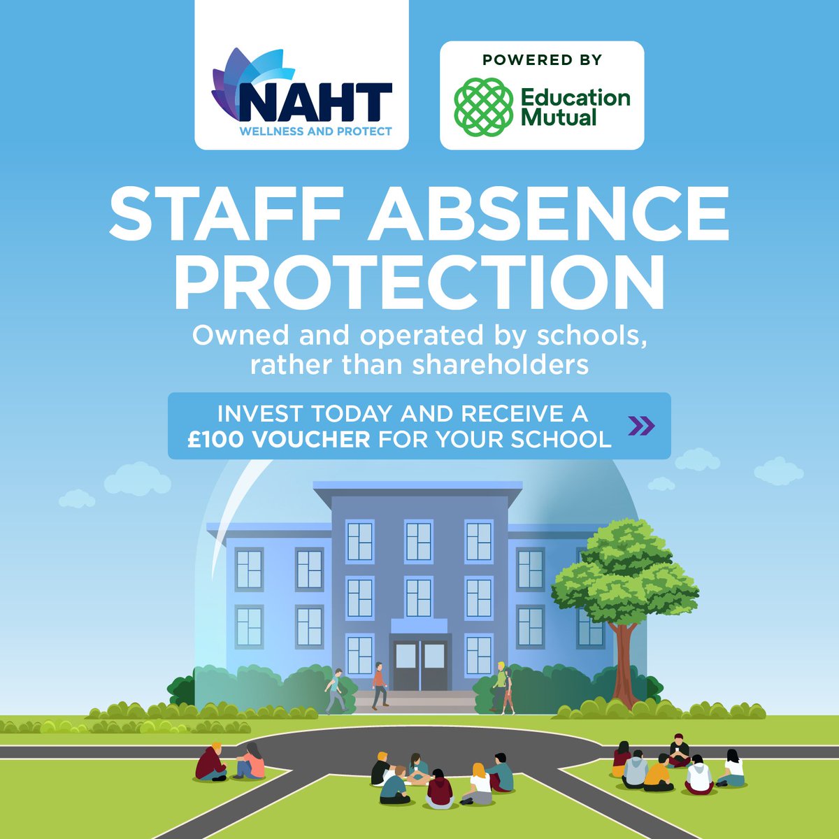 Take out NAHT Wellness and Protect cover before 30 September 2025 and you'll receive a £100 Amazon voucher for your school. Offer ends on 30 September.

NAHT Wellness and Protect is more than just staff absence protection – it's a comprehensive solution encompassing whole-school