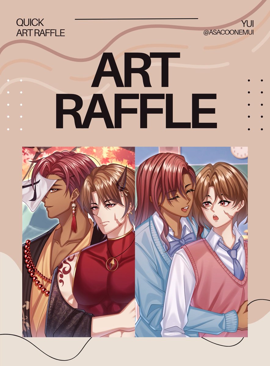 asacoonemui's tweet image. QUICK ART RAFFLE

Couple art for 2 winners

Rules:
👤 Follow me
♥️ Like + 🔄 RT this post &amp;amp; pinned post
🗨️ Comment with ❣️ emoji

Ends in 27 hours! GOOD LUCK✨️✨️

#artraffle #artmoots #artshare