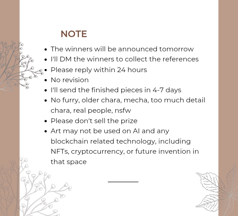 asacoonemui's tweet image. QUICK ART RAFFLE

Couple art for 2 winners

Rules:
👤 Follow me
♥️ Like + 🔄 RT this post &amp;amp; pinned post
🗨️ Comment with ❣️ emoji

Ends in 27 hours! GOOD LUCK✨️✨️

#artraffle #artmoots #artshare