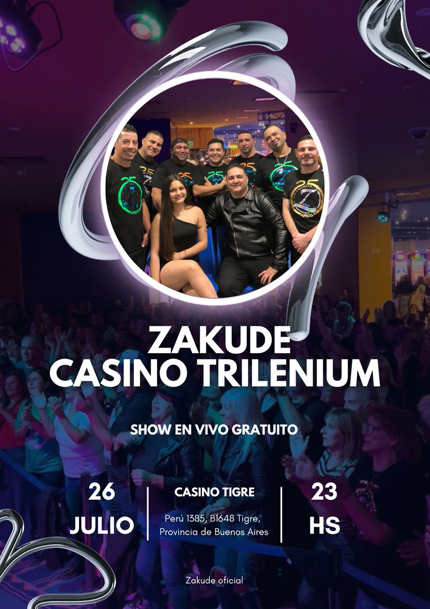 Esta noche hay show!! 🎶 Los esperamos! 🤗
📍 Casino Trilenium, Tigre.
🕚 23.00 hs.
🎫 Entrada gratuita!!