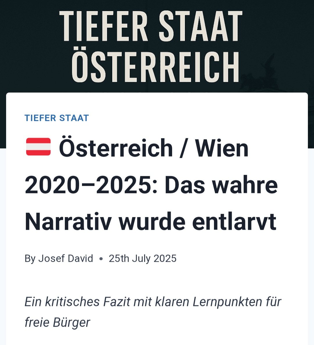 YNne5791's tweet image. 🇦🇹Die Masken sind gefallen❗️
1️⃣Der Staat zeigte sein wahres Gesicht
2️⃣Die Institutionen versagten
3️⃣Die Parteien schlossen ein Systemkartell
4️⃣Die Medien wurden Werkzeuge
5️⃣Der Bürger war allein – oder wurde selbst zum Systemverteidiger
rapidknowhow.com/%f0%9f%87%a6%f…