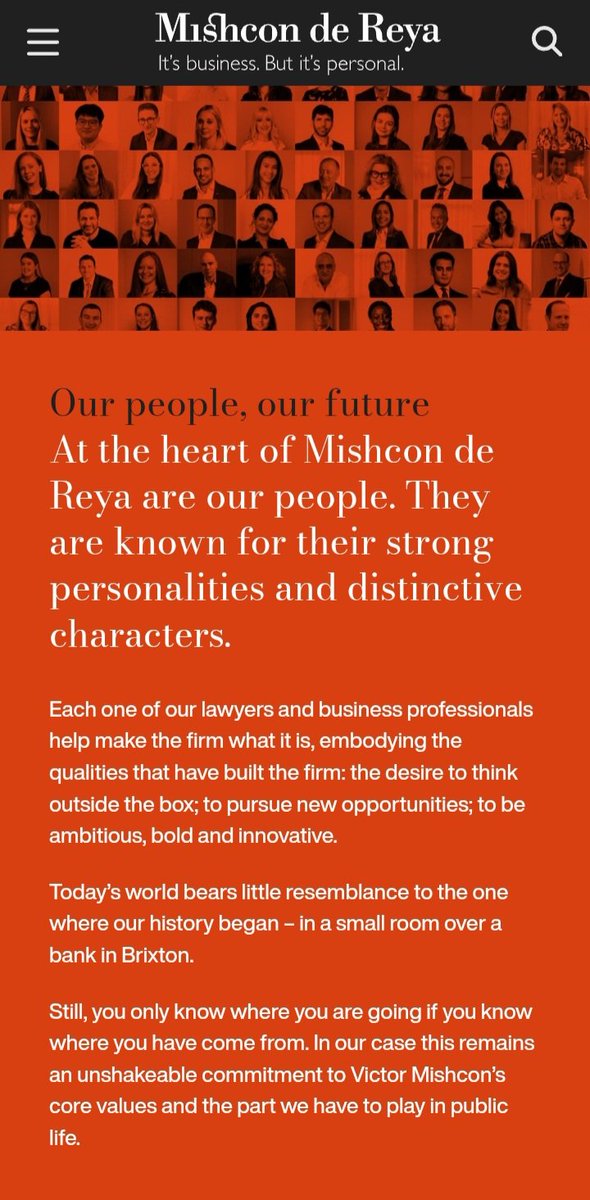 I like how Mischon de Reya tells its story as a law firm with both a rich history and pedigree. It has a personal touch on key global events it has participated in

If you are starting a law firm, study them. Then there is gunnercooke, Garfield, Matheson &amp; DWF. Blue ocean stuff
