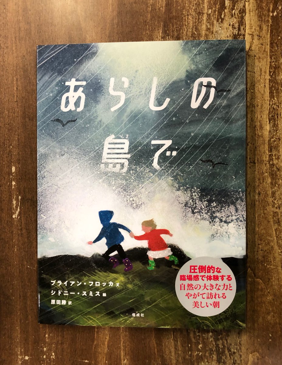 Title_books's tweet image. 心をつかむ冒頭のカット、心情が重ねられたコマ割り、恩寵のように差し込んでくる光――嵐がくるその少し前の、生あたたかく重たい空気まで伝わってきそうな、臨場感のある絵。シドニー・スミスの画力が全開に発揮された圧倒的な絵本。ほんとうに素晴らしいです。ブライアン・フロッカ文…
