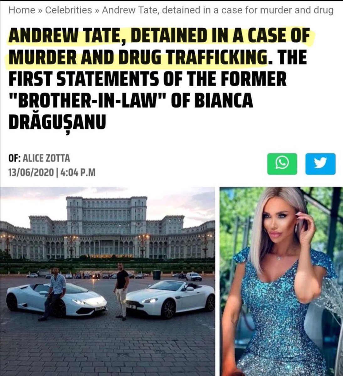 t8information's tweet image. This headline is false. Never happened. 

Never was reported on any official romanian news site.

CrayonMurders [defendant] tried to use this against Andrew Tate in a tweet.

If you Google this headline, it will not appear because it is clearly false.

Hope this helps everyone🙏