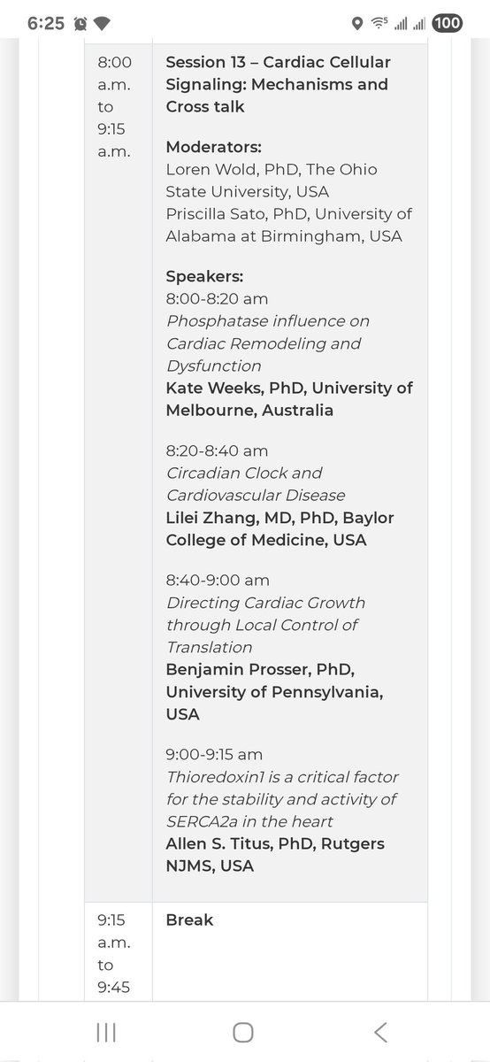 amit_k_rai17's tweet image. 🚨 Final day of #BCVS25 kicks off with Session 13: Cardiac Cellular Signaling 🔬💥 Dive into cutting-edge insights on phosphatases, circadian clocks, translational control, and SERCA2a regulation! @AHAScience
🕗 8:00–9:15 AM
🧠 Moderated by Drs. Loren Wold& Priscilla Sato
📍