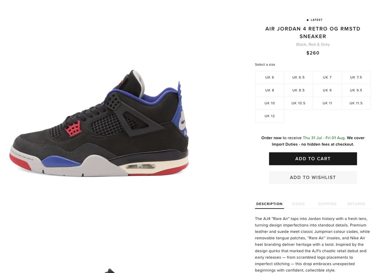SOLELINKS's tweet image. Ad: Dropped via End
Air Jordan 4 Retro 'Rare Air'
=> endclothing.sjv.io/9LZELy