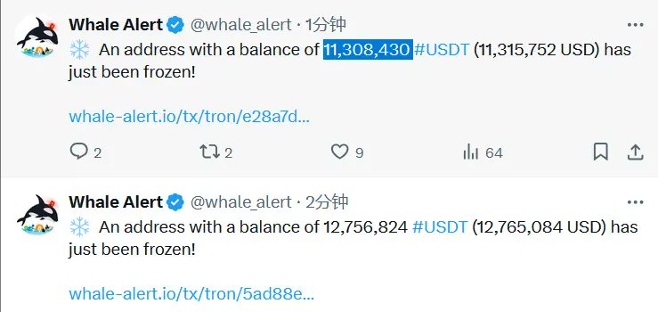 🚨 BREAKING: Due indirizzi Tron congelati: oltre 10 milioni di USDT bloccati