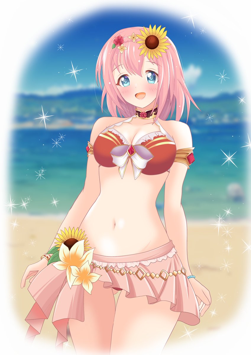 046vanilla's tweet image. #プリコネR
暑中お見舞い申し上げます
水着のユイちゃん💕