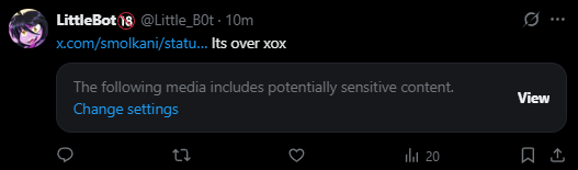 smolkani's tweet image. Tweets about censorship are "sensitive content"
The future generations are completely fucked
