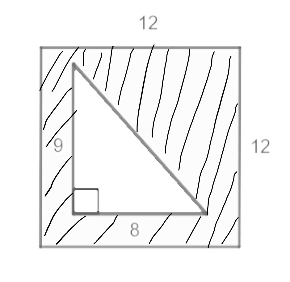 jitendra789789's tweet image. Find the area of shaded region?(dimensions 8,9 and 12,12)